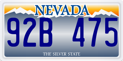 NV license plate 92B475