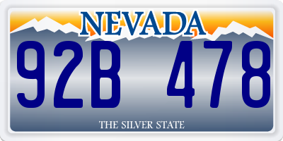 NV license plate 92B478
