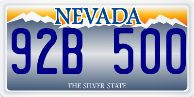 NV license plate 92B500