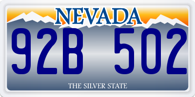 NV license plate 92B502