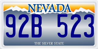 NV license plate 92B523