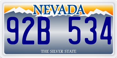 NV license plate 92B534