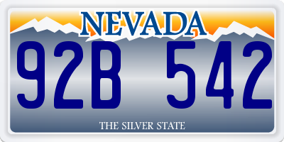 NV license plate 92B542