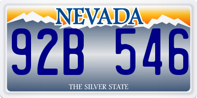 NV license plate 92B546