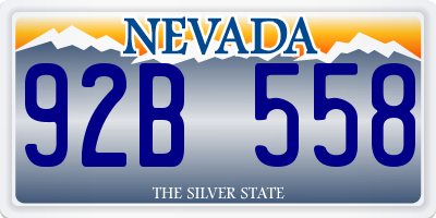 NV license plate 92B558