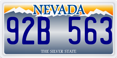 NV license plate 92B563