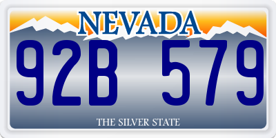 NV license plate 92B579