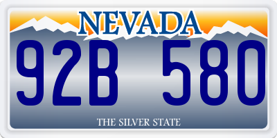 NV license plate 92B580
