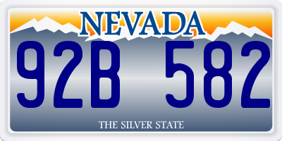 NV license plate 92B582