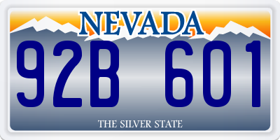 NV license plate 92B601