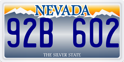 NV license plate 92B602