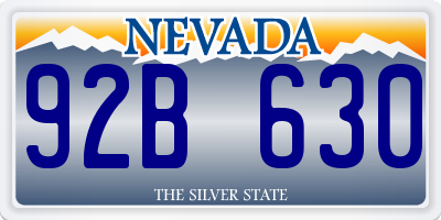 NV license plate 92B630