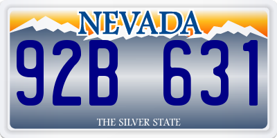 NV license plate 92B631