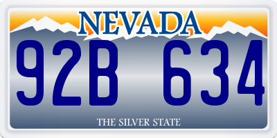 NV license plate 92B634