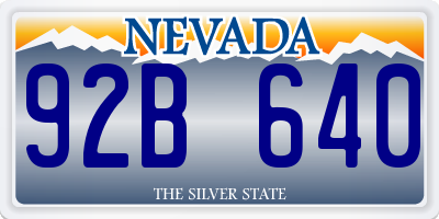 NV license plate 92B640