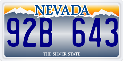 NV license plate 92B643