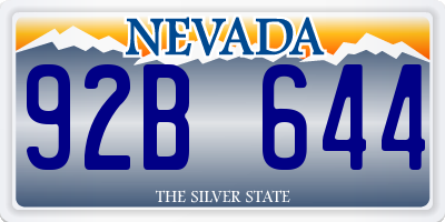 NV license plate 92B644