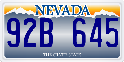 NV license plate 92B645