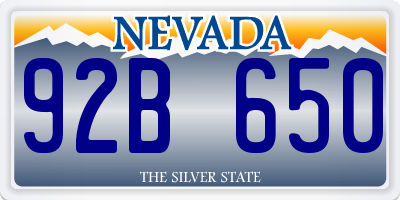 NV license plate 92B650