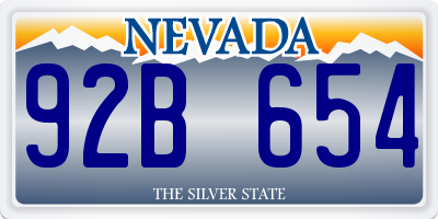 NV license plate 92B654