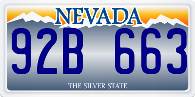 NV license plate 92B663