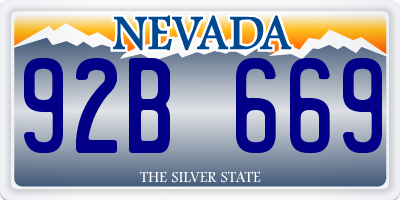 NV license plate 92B669