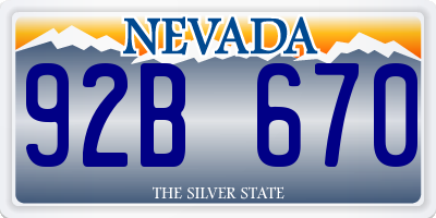 NV license plate 92B670