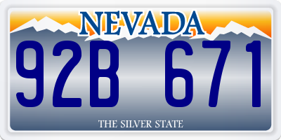 NV license plate 92B671