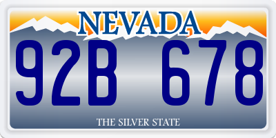 NV license plate 92B678