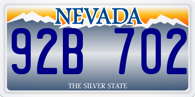 NV license plate 92B702
