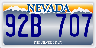 NV license plate 92B707