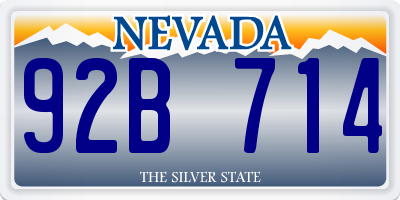 NV license plate 92B714