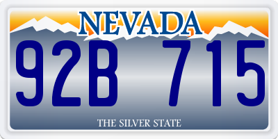 NV license plate 92B715