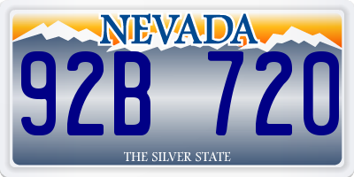 NV license plate 92B720