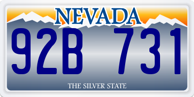 NV license plate 92B731