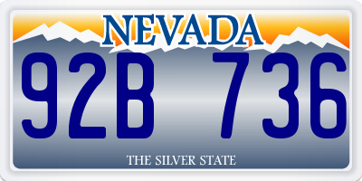 NV license plate 92B736