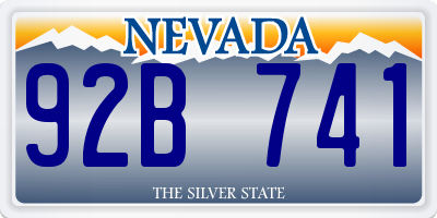 NV license plate 92B741
