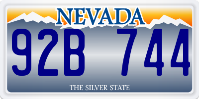 NV license plate 92B744