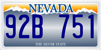 NV license plate 92B751