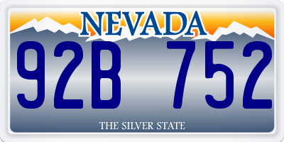NV license plate 92B752