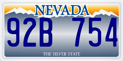 NV license plate 92B754
