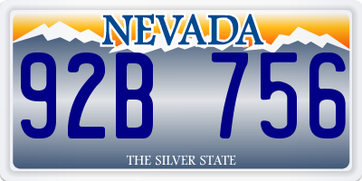 NV license plate 92B756