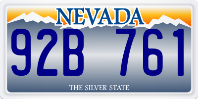 NV license plate 92B761