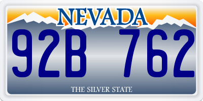 NV license plate 92B762