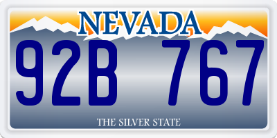 NV license plate 92B767
