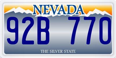 NV license plate 92B770