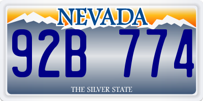 NV license plate 92B774