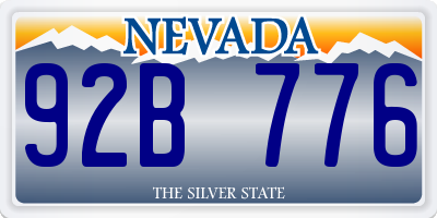 NV license plate 92B776