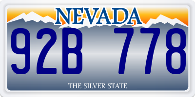 NV license plate 92B778