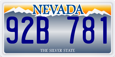 NV license plate 92B781